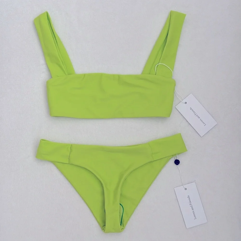 {NWT} Lovers + Friends | Neon Fun Loving Bikini Swimsuit Set Arctic Lime XXS/XS - Picture 14 of 15
